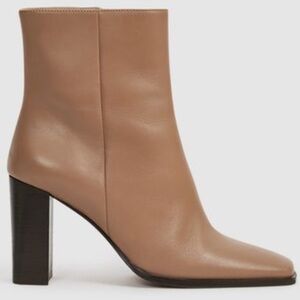 Reiss Casey Square Toe High Heel Boot in Camel